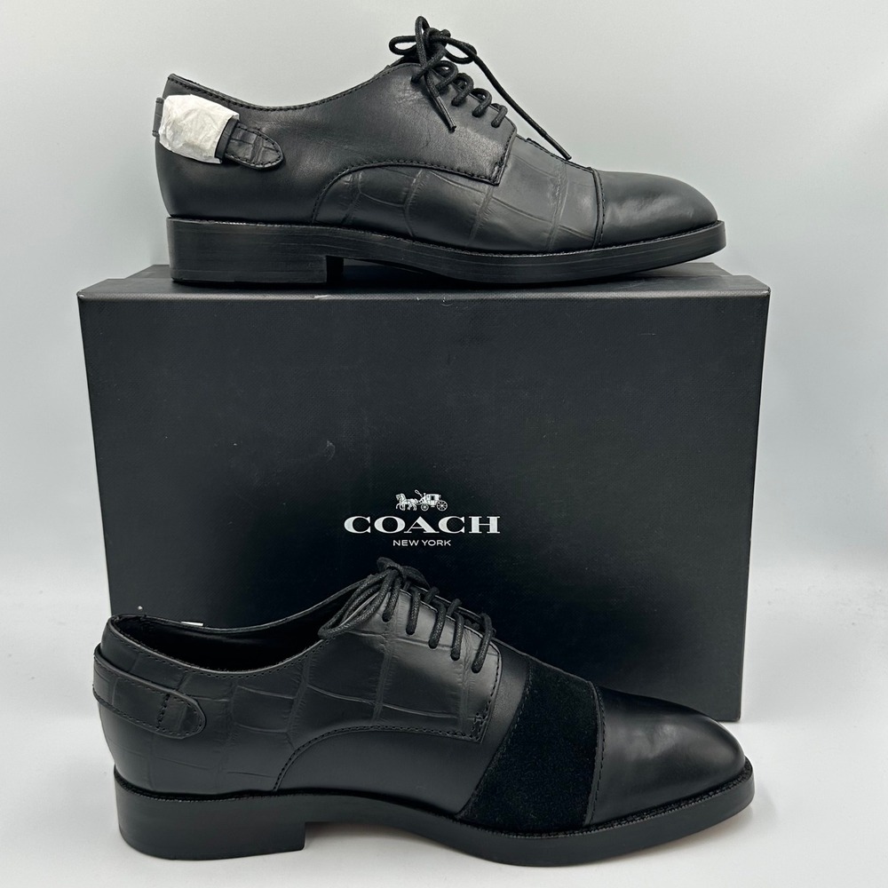Coach Waverly Patchwork Oxfords Black Leather Suede wmns Size 6B Business - Picture 5 of 13